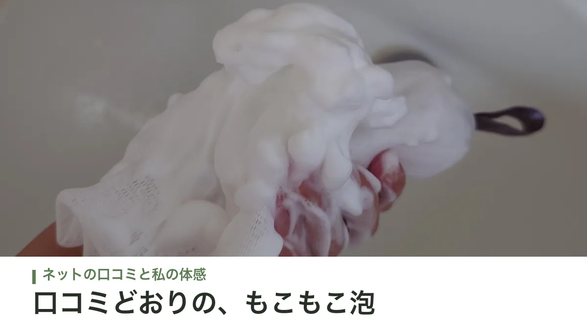 泡立てネットからあふれるもこもこの泡